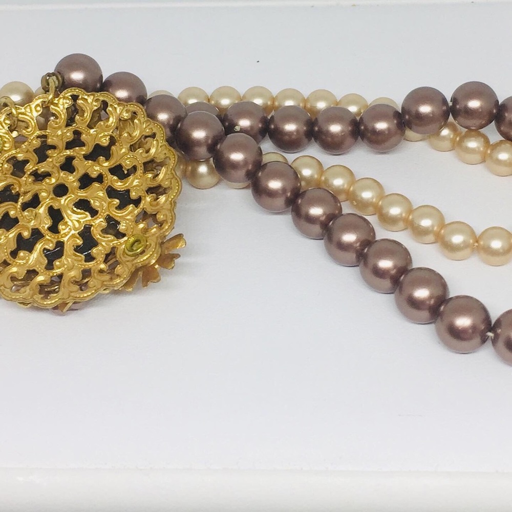 Vintage Faux Pearl Crystal Choker - image 7